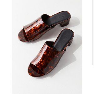 Urban Outfitters UO Patti Glossy Tortoise Open Toe Mule Heels